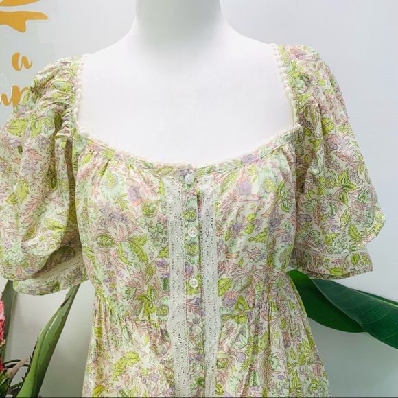 LOVE THE LABEL Square Neck Puff Sleeve Floral Mini Dress Size Large NWT - Picture 6 of 16